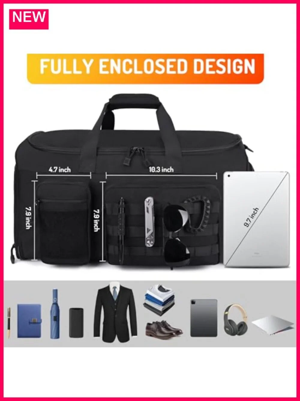 2 in 1 Garment Duffle Bag Carry On Travel Suit Bag with Shoe Compartment